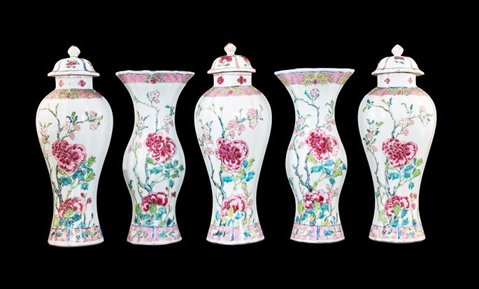 Chin export porcelain famille rose garniture of lobed forms | MasterArt
